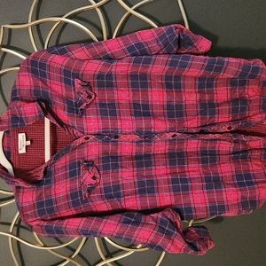 Red and blue women's plaid button down